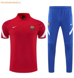 2021-22 Barcelona Red Polo Kits Shirt with Pants