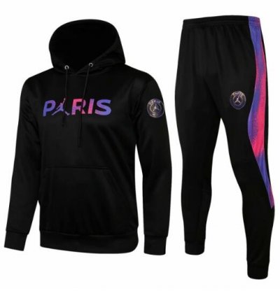2021-22 PSG x Jordan Black Tracksuits Paris Hoodie Sweatshirt with Pants