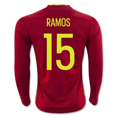 2016 Spain RAMOS #15 LS Home Soccer Jersey