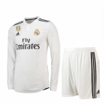 2018-19 Real Madrid Home Long Sleeve Soccer Jersey Kit (Shirt + Shorts)