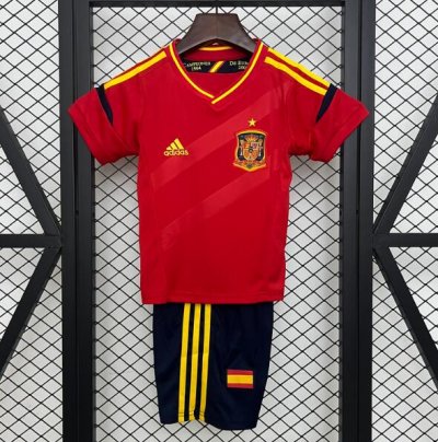 2012 Spain Retro Kids Home Soccer Shirt With Shorts