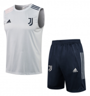 2021-22 Juventus Grey Training Vest Kits Soccer Shirt with Shorts