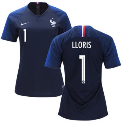 Women 2018 World Cup France Home Soccer Jersey Shirt Hugo Lloris #1