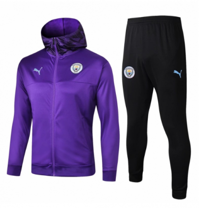 2019-20 Manchester City Purple Hoodie Jacket Training Suit with pants