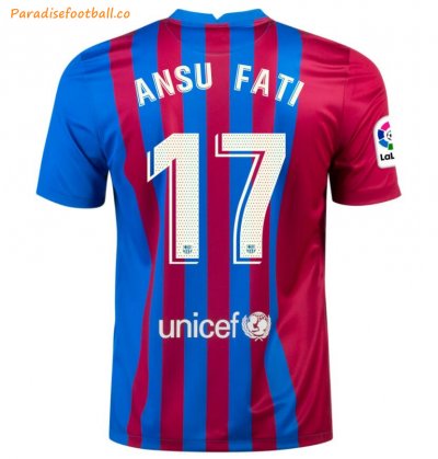 2021-22 Barcelona Home Soccer Jersey Shirt with ANSU FATI 17 printing