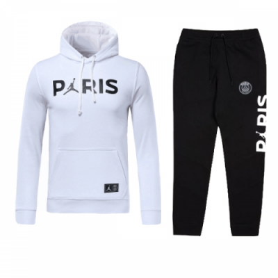 18-19 PSG JORDAN 3rd Away White Hoody Sweat Kit(Top+Trouser)