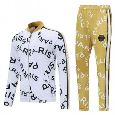 2021-22 PSG x Jordan White Golden Training Kits Jacket with Pants