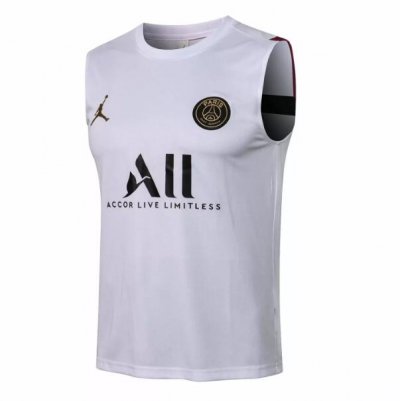 2021-22 PSG x Jordan White Soccer Vest T-Shirt