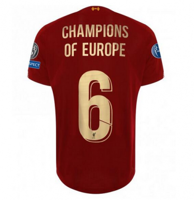 2019-20 Liverpool UCL Champion 6 Cups Home Soccer Jersey Shirt