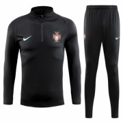 2018 World Cup Portugal Black Training Kit(Zipper Shirt+Trouser)
