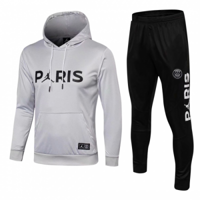 Youth 2018-19 PSG Air Jordan Grey Hoodie Suits