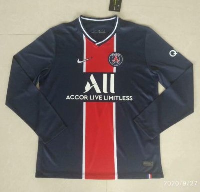 2020-21 PSG Long Sleeve Home Soccer Jersey Shirt