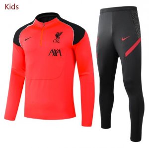 Kids 2020-21 Liverpool Orange Black Sweatshirt and Pants Training Kits