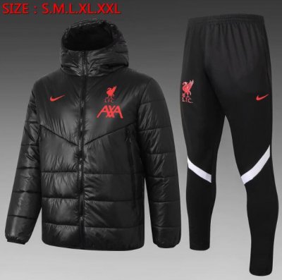2020-21 Liverpool Black Red Cotton Warn Coat Kits