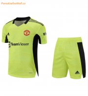2021-22 Manchester United Green Goalkeeper Soccer Kits Shirt with Shorts