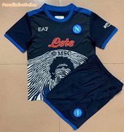 Kids Napoli 2021-22 Maradona Navy Maglia Gara Soccer Kits Shirt With Shorts