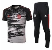 2020-21 Bayern Munich Black Grey Short Sleeve Training Kits Shirt with pants