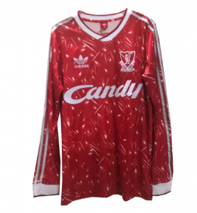 1989-1991 Liverpool Retro Long Sleeve Home Soccer Jersey Shirt