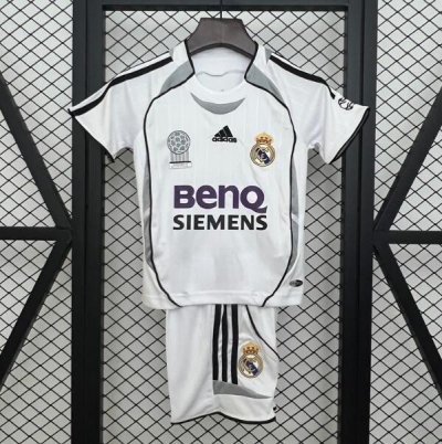 2006-07 Real Madrid Retro Kids Home Soccer Kit Shirt With Shorts