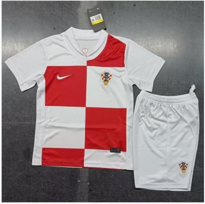 2024 Euro Cup Croatia Kids Home Soccer Kits Shirt with Shorts