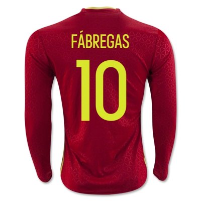 2016 Spain FABREGAS #10 LS Home Soccer Jersey