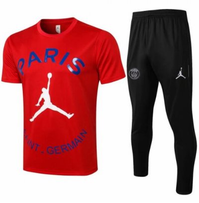 2021-22 PSG x Jordan Red Training Kits Paris Shirt with Pants