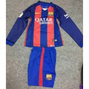 Kids Barcelona 2016-17 LS Home Soccer Shirt With Shorts