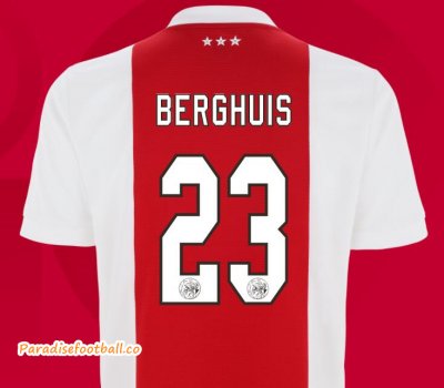 2021-22 Ajax Home Soccer Jersey Shirt with Berghuis 23 printing
