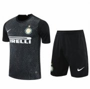 2020-21 Inter Milan Black Goalkeeper Soccer Jersey Kits (Shirt+Shorts)