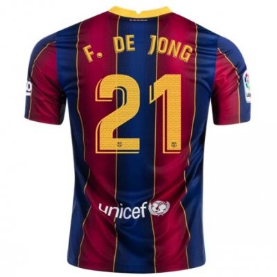 2020-21 Barcelona Home Soccer Jersey Shirt FRENKIE DE JONG #21