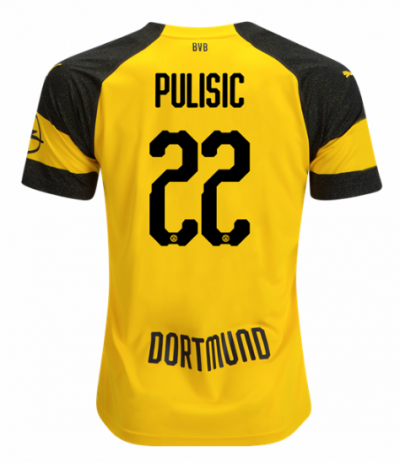 Christian Pulisic #22 2018-19 Borussia Dortmund Home Soccer Jersey Shirt