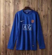 07-08 Manchester United Retro Long Sleeve Third Away Blue Soccer Jersey Shirt