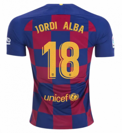 2019-20 Barcelona Home Soccer Jersey Shirt Jordi Alba #18