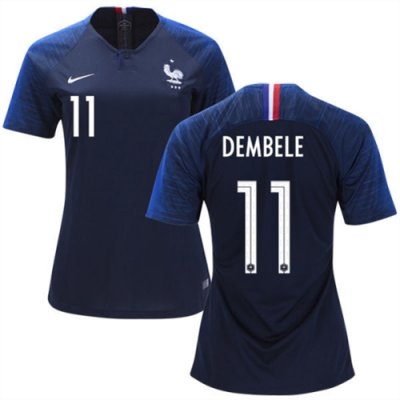 Women 2018 World Cup France Home Soccer Jersey Shirt Ousmane Dembele #11