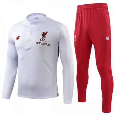 18-19 Liverpool White Sweat Shirt Kit(Top+Trouser)