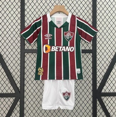2024-25 Fluminense Kids Home Soccer Kits Shirt With Shorts