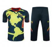 2020-21 Club America Navy Yellow Training Sets Capri Pants with Shirt