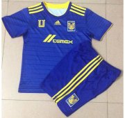Kids Tigres UANL 2021-22 Blue Away Soccer Kits Shirt With Shorts