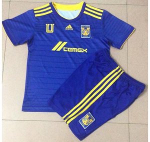 Kids Tigres UANL 2021-22 Blue Away Soccer Kits Shirt With Shorts