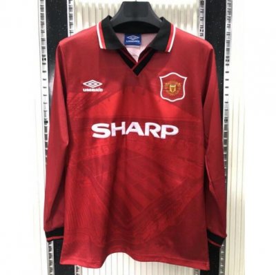 1994-96 Manchester United Retro Long Sleeve Home Soccer Jersey Shirt