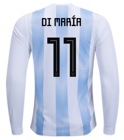 Angel Di Maria #11 2018 World Cup Argentina Long Sleeve Home Soccer Jersey Shirt
