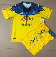 Kids Napoli 2021-22 Yellow Burlon Maglia Gara Soccer Kits Shirt With Shorts