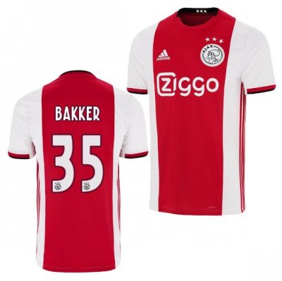2019-20 Ajax Home Soccer Jersey Shirt Mitchel Bakker 35