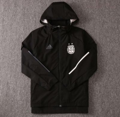 2020 Argentina Black Hoodie Windbreaker Jacket