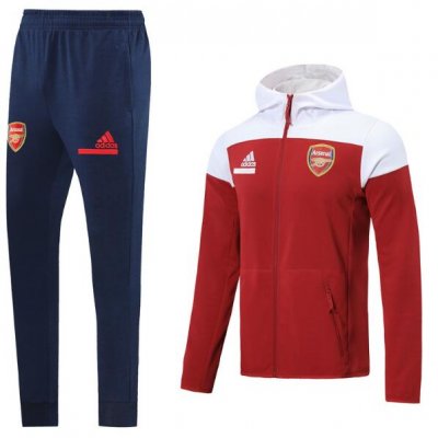2020-21 Arsenal Red White Hoodie Windbreaker Jacket with Pants Training Kits