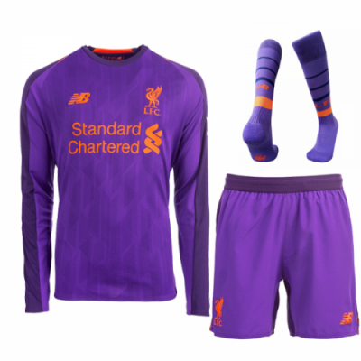 2018-19 Liverpool Away LS Soccer Jersey Whole Kit (Shirt + Shorts + Socks)