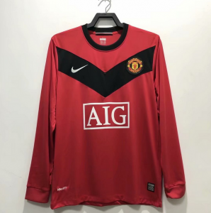 2009-2010 Manchester United Retro Long Sleeve Home Soccer Jersey Shirt
