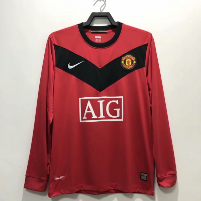 2009-2010 Manchester United Retro Long Sleeve Home Soccer Jersey Shirt