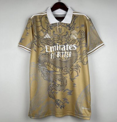 2023-24 Real Madrid Gold Dragon Special Soccer Jersey Shirt
