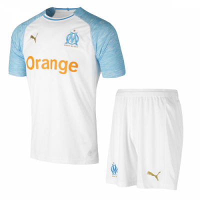 2018-19 Olympique Marseille Home Soccer Jersey Kit (Shirt + Shorts)